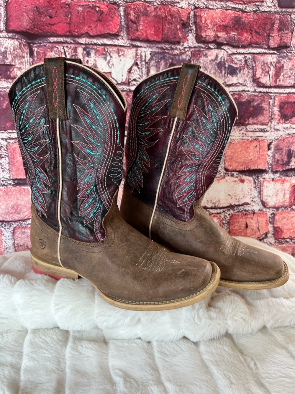 Ariat Kids Vaquera Western Boots - Size 2 Youth - Brown/Purple